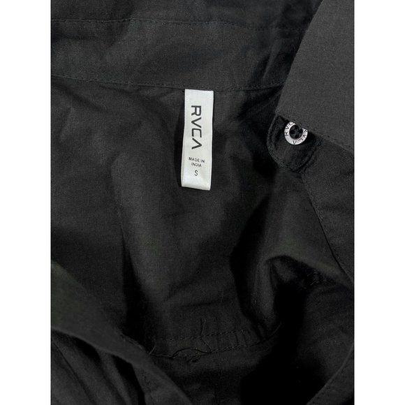 RVCA Shirt Button Down Black Sheer Light Pleated Long Sleeve Shirt Womens Small - Picture 8 of 8